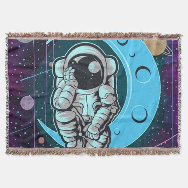astronaut full colour throw blanket (Front)