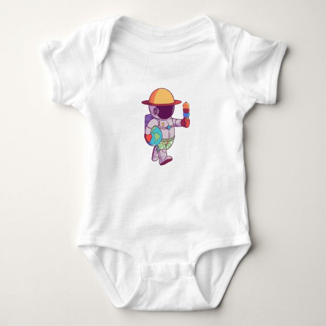 Astronaut , Funny Planets Outer Space Baby Bodysuit (Front)