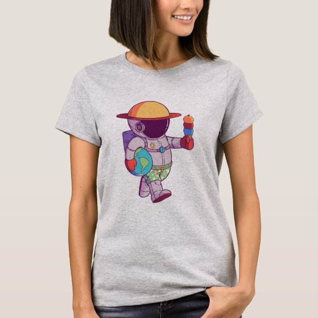 Astronaut , Funny Planets Outer Space T-Shirt (Front)