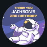 Astronaut Galaxy Outer Space Kids Birthday Party Classic Round Sticker<br><div class="desc">Cute party favours for kids,  boys or girls who love outer space,  astronomy,  planets,  rocket and outer space. Perfect for kids birthday party,  party favours and thank you label. You can also customise the text for baby shower or other occasion and party.</div>