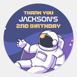 Astronaut Galaxy Outer Space Kids Birthday Party Classic Round Sticker
