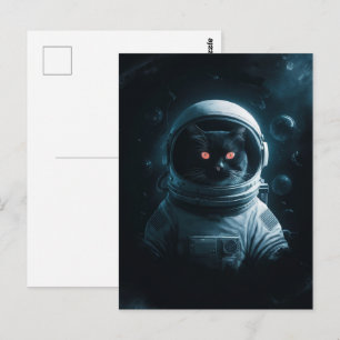 Astronaut Galaxy Planet Space Cat Kitten Kitty Postcard
