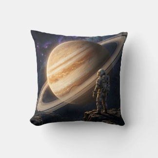 Astronaut Gazing at Saturn Cushion
