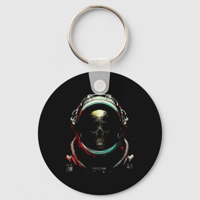 Astronaut Ghost Skeleton - Spooky Skull Halloween  Key Ring (Front)