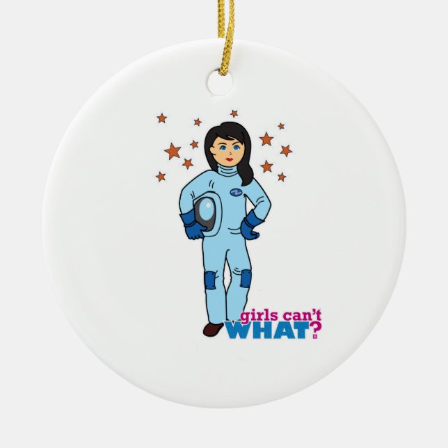 Astronaut-Girl 2 Ceramic Tree Decoration (Front)