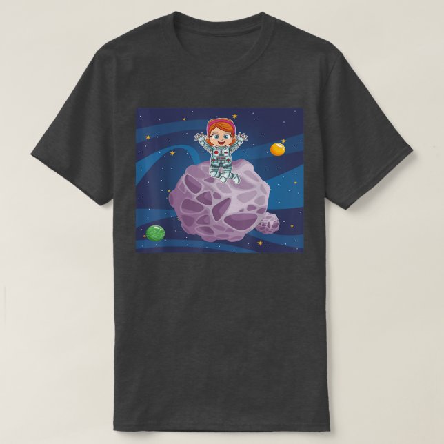 Astronaut Girl Asteroid Watch Day June 30  T-Shirt (Design Front)