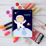 Astronaut Girl Kid's Personalised Notebook<br><div class="desc">Fun and whimsical space-theme design.</div>