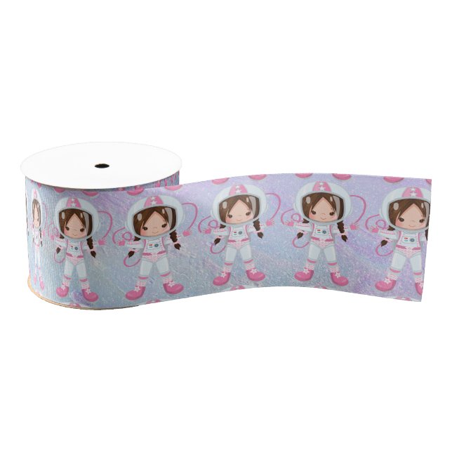 Astronaut girl Outer Space Grosgrain Ribbon (Spool)