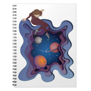 Astronaut Girl Space Gazing Notebook
