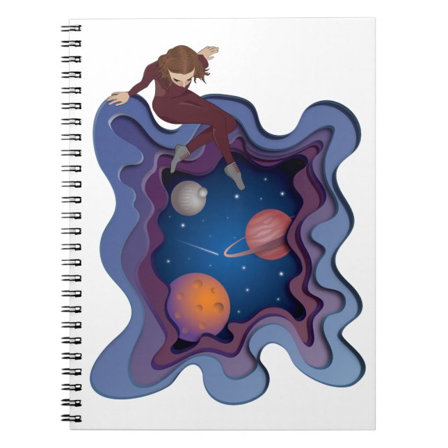 Astronaut Girl Space Gazing Notebook (Front)