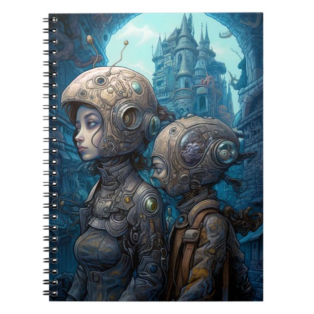 Astronaut Girls Surreal Science Fiction Notebook (Front)