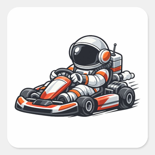 Astronaut Go-Kart Square Sticker (Front)