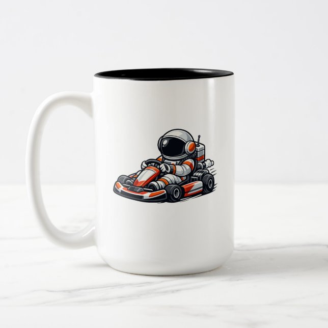 Astronaut Go-Kart Two-Tone Coffee Mug (Left)