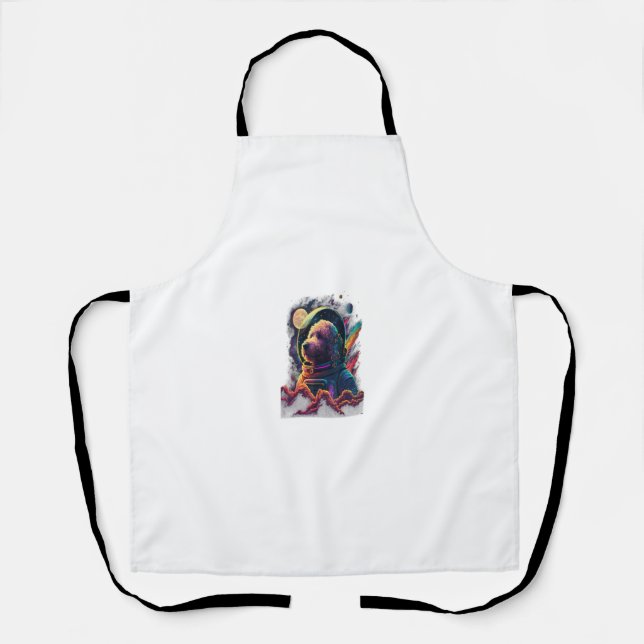 Astronaut Goldendoodle dog Space Galaxy Apron (Front)