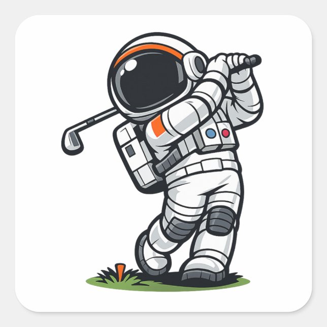 Astronaut Golf Square Sticker (Front)