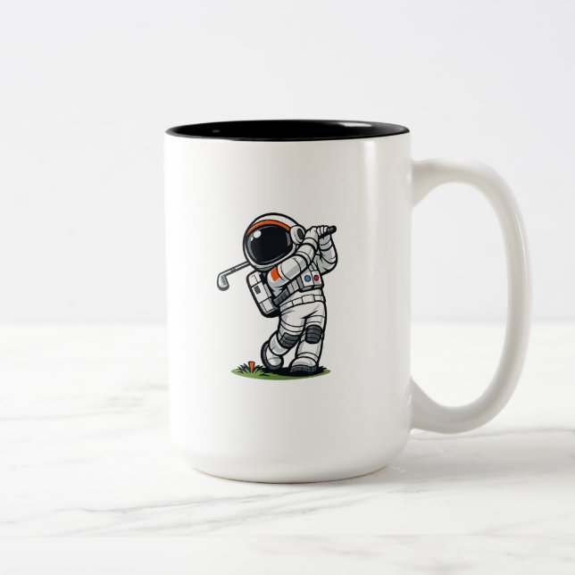 Astronaut Golf Two-Tone Coffee Mug (Right)