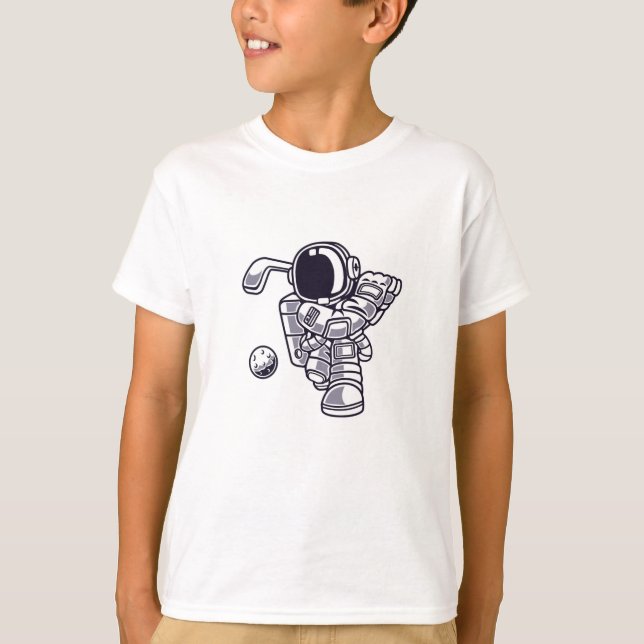 Astronaut Golfing on the Moon Tee (Front)
