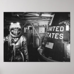 Astronaut Gordon Cooper inspecting Faith 7 Poster