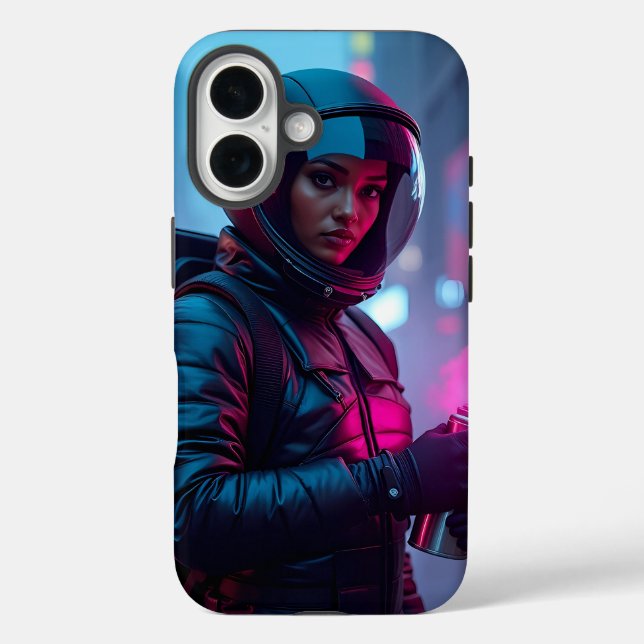  Astronaut Graffiti iPhone Case – Neon Glow (Back)