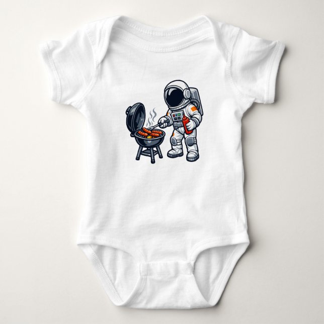 Astronaut Grilling Baby Bodysuit (Front)