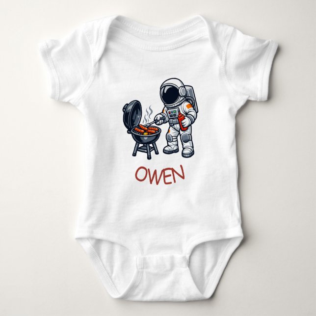 Astronaut Grilling Baby Bodysuit (Front)