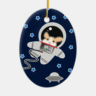 Astronaut Hamster Ceramic Tree Decoration