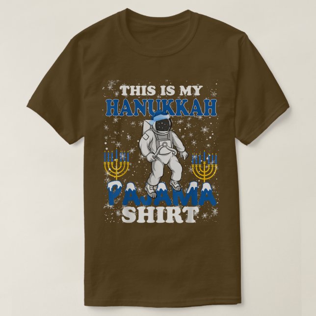 Astronaut Hanukkah Pajama Chanukah Menorah Funny H T-Shirt (Design Front)
