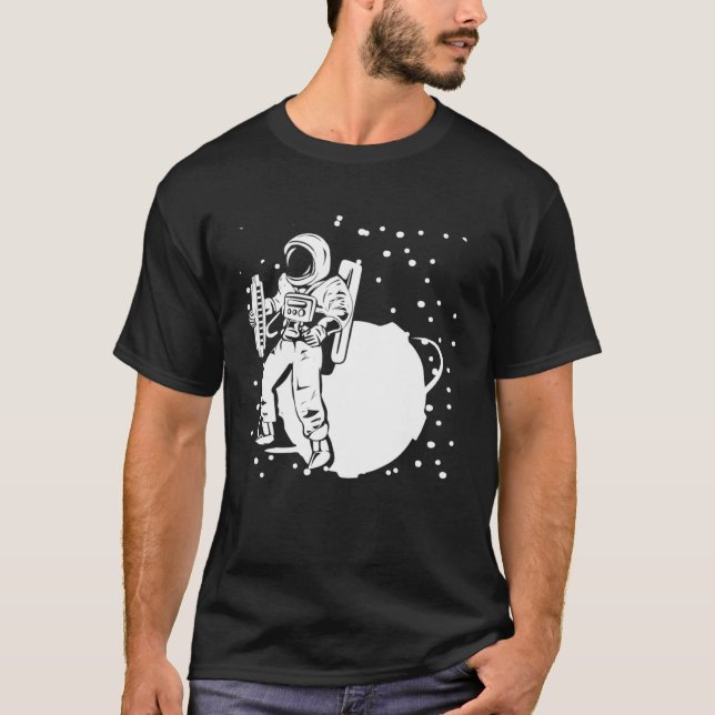 Astronaut Harmonica Player With Planet Harmonicist T-Shirt (Front)