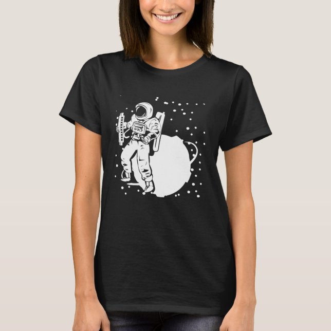 Astronaut Harmonica Player With Planet Harmonicist T-Shirt (Front)