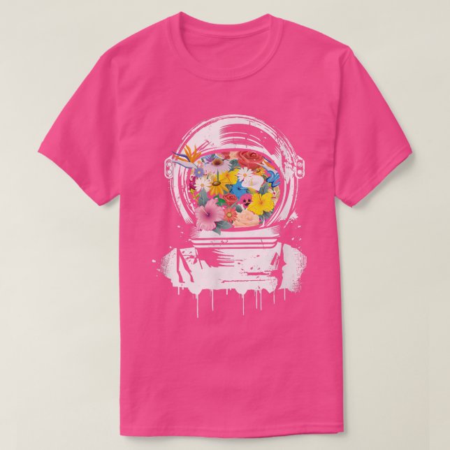 Astronaut helmet drawing filled with colourful flo T-Shirt (Design Front)