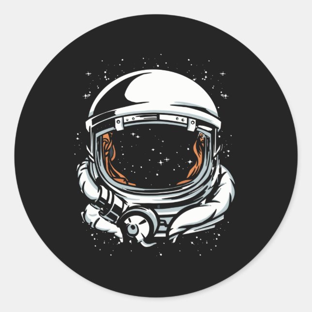 ASTRONAUT HELMET SPACE CLASSIC ROUND STICKER (Front)