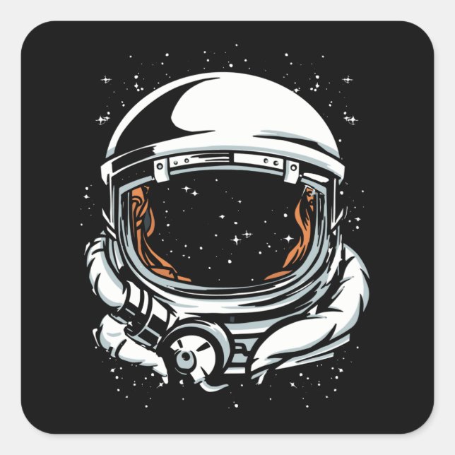 ASTRONAUT HELMET SPACE SQUARE STICKER (Front)