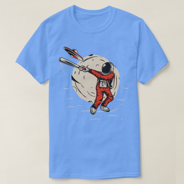 Astronaut Hit Ufo Spaceship  T-Shirt (Design Front)