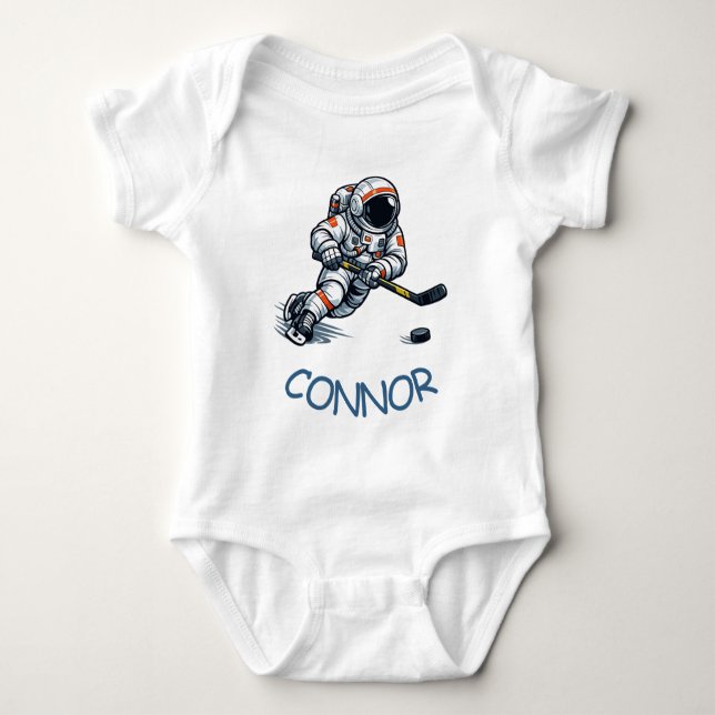 Astronaut Hockey Baby Bodysuit (Front)