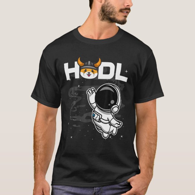 Astronaut HODL Floki Inu Coin To The Moon Crypto T T-Shirt (Front)