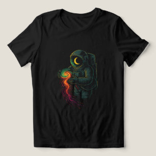 Astronaut Holding a Cosmic Spiral Tri-Blend Shirt
