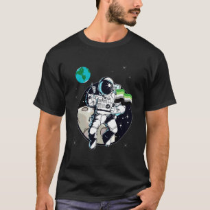 Astronaut Holding Agender Flag On Moon Proud Lgbt T-Shirt