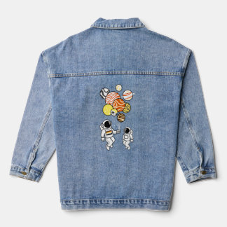 Astronaut Holding Gay Bear Balloons  Denim Jacket