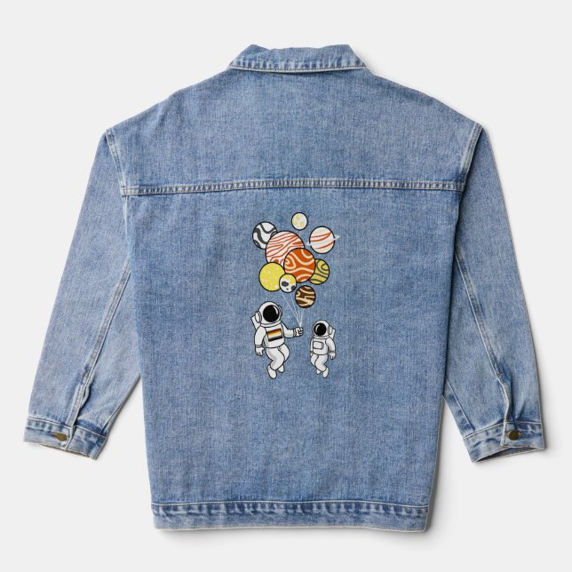 Astronaut Holding Gay Bear Balloons  Denim Jacket (Back)