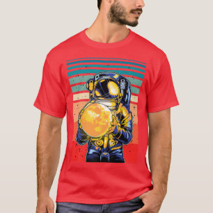 Astronaut holding Moon Retro Cosmic T-Shirt