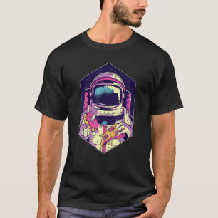 Astronaut Holding Pizza And Doughnut Pizza T-Shirt