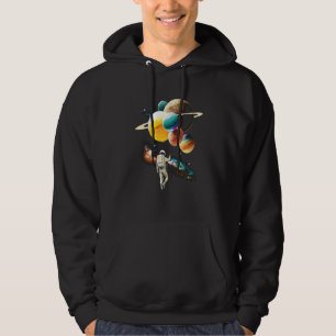 Astronaut Holding Planet Balloons Graphic Hoodie