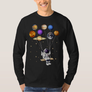 Astronaut Holding Planet Balloons Science Solar Sy T-Shirt