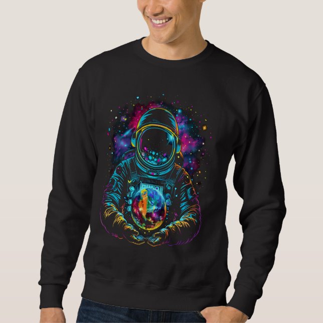 Astronaut Holding Planets Earth Astronaut Science  Sweatshirt (Front)