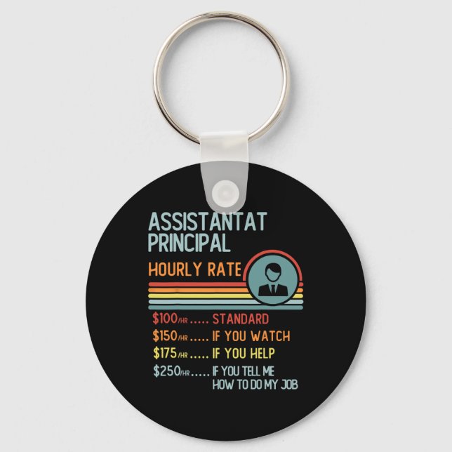 Astronaut Hourly Rate Retro Job Title  Key Ring (Front)