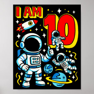 Astronaut I Am 10 Years Old Birthday Boy 10th Oute Poster
