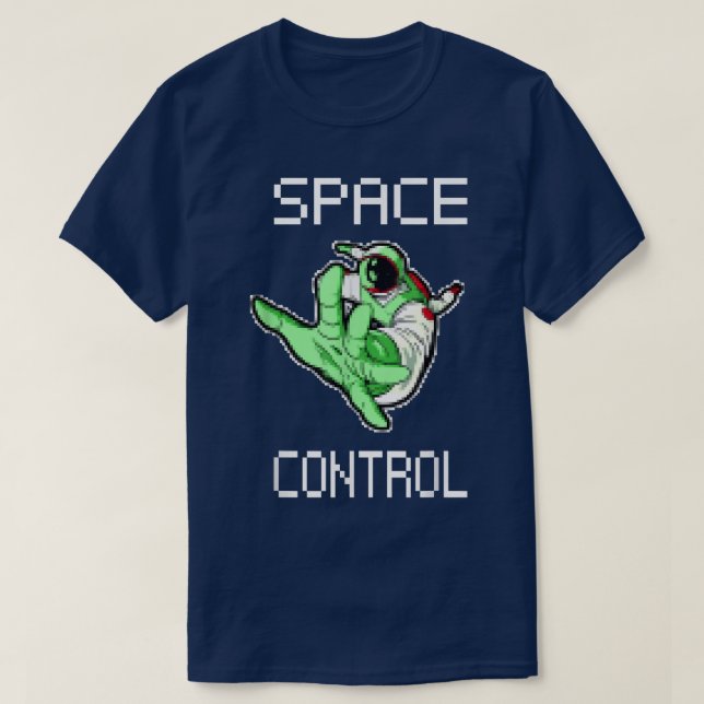 Astronaut in 8bit optics and space control  T-Shirt (Design Front)