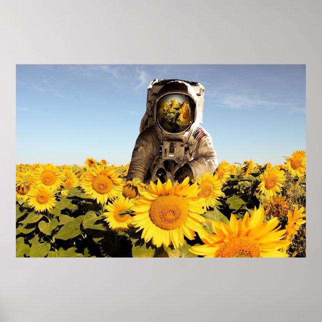 Astronaut in a Sunflower Field Poster (Front)