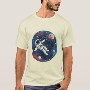 Astronaut in Colourful Space T-Shirt