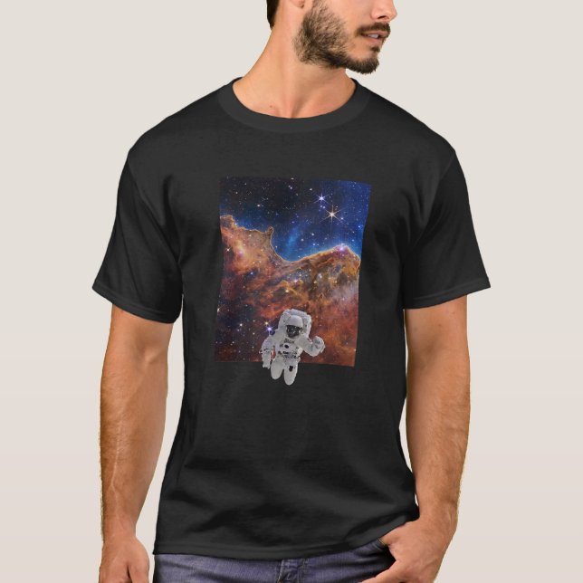 Astronaut in Cosmic Cliffs Webb Space Telescope JW T-Shirt (Front)